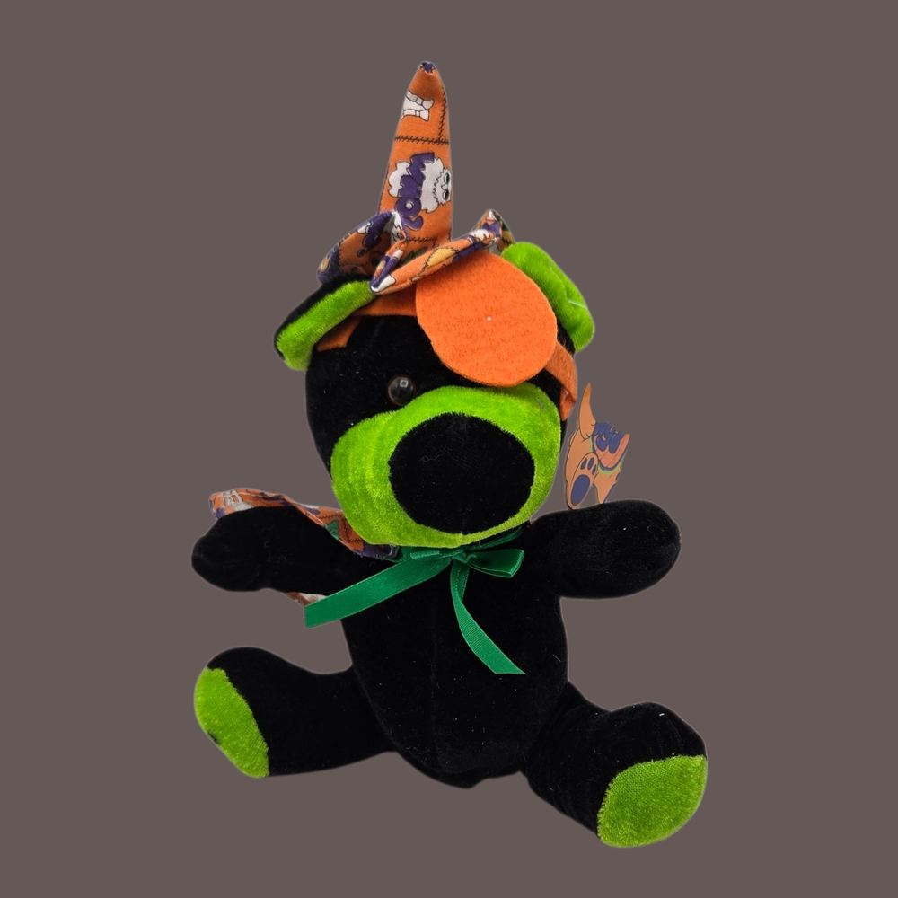Vintage Snuggle Plush Pirate Bear Halloween with Witch Hat